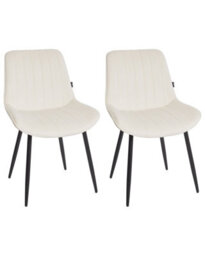 Set Of 2 Beige Armless Velvet Dining Chairs With Black Steel Legs - Wyld And Coco - thumbnail 3