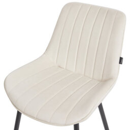 Set Of 2 Beige Armless Velvet Dining Chairs With Black Steel Legs - Wyld And Coco - thumbnail 6