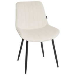 Set Of 2 Beige Armless Velvet Dining Chairs With Black Steel Legs - Wyld And Coco - thumbnail 4