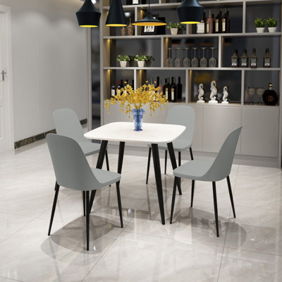 Core Products Aspen White 80Cm Square Dining Table With 4 Light Grey Plastic Duo Design Chairs - image 1