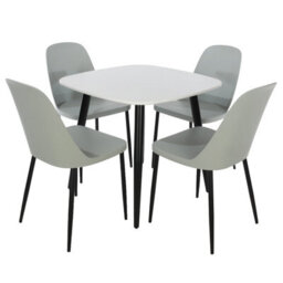 Core Products Aspen White 80Cm Square Dining Table With 4 Light Grey Plastic Duo Design Chairs - thumbnail 2