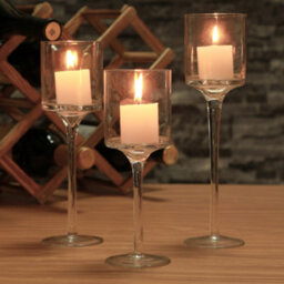 Living And Home 3 Pcs Glass Candle Holder Tealight Holder Set Candlestick Table Centerpiece - thumbnail 2