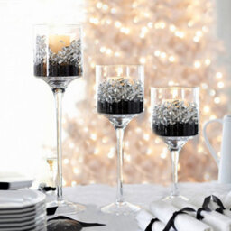 Living And Home 3 Pcs Glass Candle Holder Tealight Holder Set Candlestick Table Centerpiece - thumbnail 3