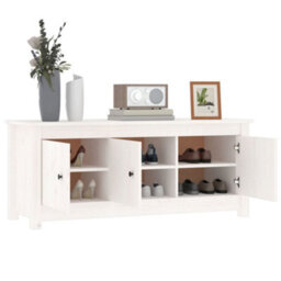 Berkfield Shoe Cabinet White 110X38X45.5 Cm Solid Wood Pine - thumbnail 9