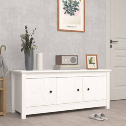 Berkfield Shoe Cabinet White 110X38X45.5 Cm Solid Wood Pine
