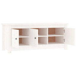 Berkfield Shoe Cabinet White 110X38X45.5 Cm Solid Wood Pine - thumbnail 4