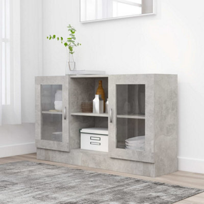 Vidaxl Vitrine Cabinet Concrete Grey 120X30.5X70 Cm Engineered Wood - image 1