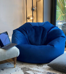 Beautiful Beanbags Adult Luxury Classic Beanbag Plush Velvet Bean Bags Ready Filled - Blue