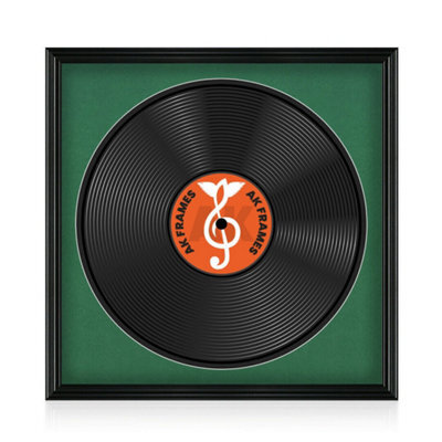 "16X16"" Black Swept Vinyl Record Frame With Emerald Mount For 12 Inch Lp Disc - Ak Frames" - image 1