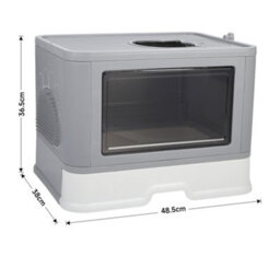 Darphe Grey Enclosed Folding Plastic Cat Litter Box With Scoop, 48.5Cm W X 38Cm D X 36.5Cm H - thumbnail 6