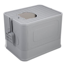 Darphe Grey Enclosed Folding Plastic Cat Litter Box With Scoop, 48.5Cm W X 38Cm D X 36.5Cm H - thumbnail 4