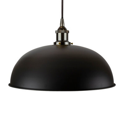 Matt Black Worcester Painted Dome Pendant Light With Black Nickel Lamp Holder And Black Round Cable - Se Home - image 1