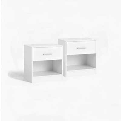Modcraft Set Of Two White Bedside Table With Drawer , Modern Nightstand For Bedroom Or Living Room - image 1