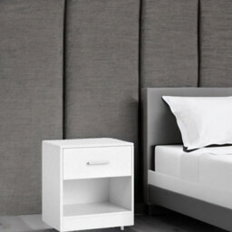 Modcraft Set Of Two White Bedside Table With Drawer , Modern Nightstand For Bedroom Or Living Room - thumbnail 6