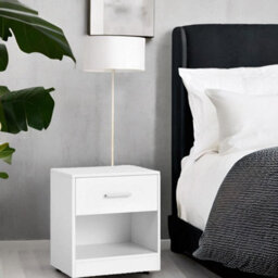 Modcraft Set Of Two White Bedside Table With Drawer , Modern Nightstand For Bedroom Or Living Room - thumbnail 5