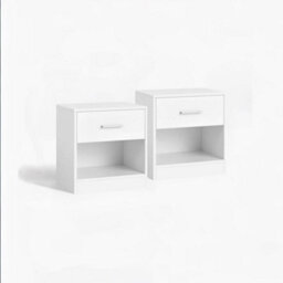 Modcraft Set Of Two White Bedside Table With Drawer , Modern Nightstand For Bedroom Or Living Room - thumbnail 1