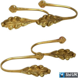 Sisi UK Vintage Brass Curtain Tie Back Feather Leaf Design Decorative Drapery Holdback Hook Single Piece - thumbnail 4