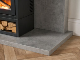 Acantha Pre-Built Concrete Effect Media Wall 3 With Vision Electric Media Stove & Log Store In Black - thumbnail 6