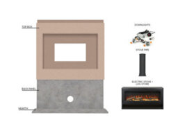 Acantha Pre-Built Concrete Effect Media Wall 3 With Vision Electric Media Stove & Log Store In Black - thumbnail 3