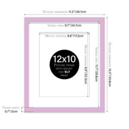 "12X10"" Lilac Frame With Mount For 9X7"" Pictures 20mm Thin Edge Portrait And Landscape Display With Wall Hooks And Kickstand" - thumbnail 2