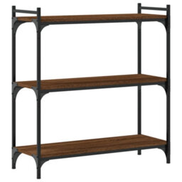 Berkfield Bookcase 3-Tier Brown Oak 80X30X86 Cm Engineered Wood - thumbnail 2