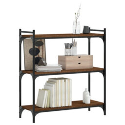 Berkfield Bookcase 3-Tier Brown Oak 80X30X86 Cm Engineered Wood - thumbnail 3
