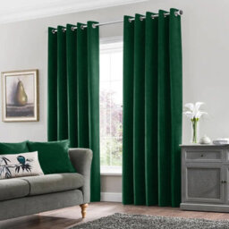 Moonlight Bedding Velvet Ring Top Curtains- Fully Lined Dim Out Blackout Pair, Ultra Soft Thermal Curtains (Emerald, 90 X 90 Inch) - thumbnail 8