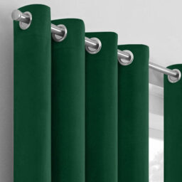 Moonlight Bedding Velvet Ring Top Curtains- Fully Lined Dim Out Blackout Pair, Ultra Soft Thermal Curtains (Emerald, 90 X 90 Inch) - thumbnail 2