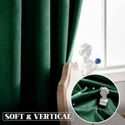 Moonlight Bedding Velvet Ring Top Curtains- Fully Lined Dim Out Blackout Pair, Ultra Soft Thermal Curtains (Emerald, 90 X 90 Inch) - thumbnail 5