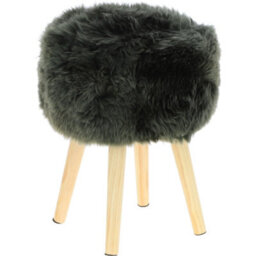 Fenland Sheepskin Fenland's Real Sheepskin Handmade Stool Cypress With Wooden Legs - (H) 50Cm (Diameter) 39Cm - thumbnail 2