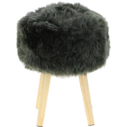 Fenland Sheepskin Fenland's Real Sheepskin Handmade Stool Cypress With Wooden Legs - (H) 50Cm (Diameter) 39Cm - thumbnail 3