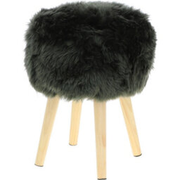 Fenland Sheepskin Fenland's Real Sheepskin Handmade Stool Cypress With Wooden Legs - (H) 50Cm (Diameter) 39Cm - thumbnail 4