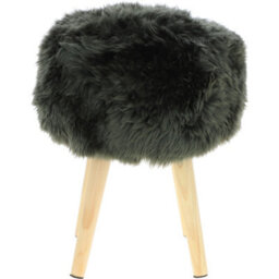 Fenland Sheepskin Fenland's Real Sheepskin Handmade Stool Cypress With Wooden Legs - (H) 50Cm (Diameter) 39Cm - thumbnail 1