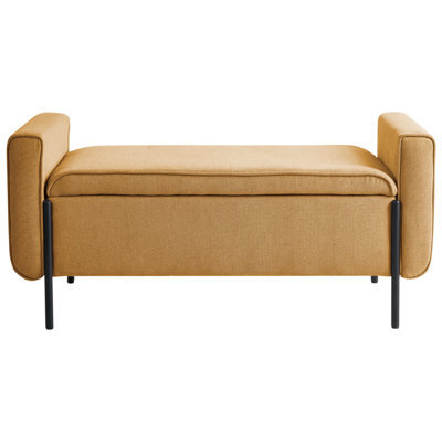 Wyld And Coco Mustard Fabric Storage Bench With Lift-Top And Water-Repellent Metal Legs, W114 X D50 X H55Cm - image 1