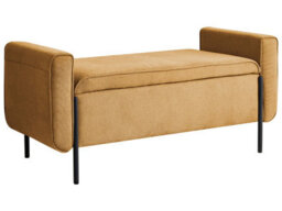 Wyld And Coco Mustard Fabric Storage Bench With Lift-Top And Water-Repellent Metal Legs, W114 X D50 X H55Cm - thumbnail 3