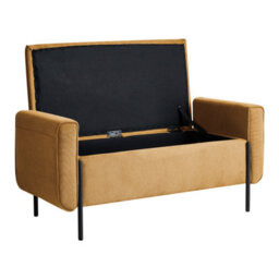 Wyld And Coco Mustard Fabric Storage Bench With Lift-Top And Water-Repellent Metal Legs, W114 X D50 X H55Cm - thumbnail 5