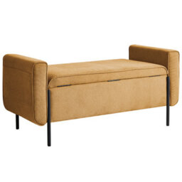 Wyld And Coco Mustard Fabric Storage Bench With Lift-Top And Water-Repellent Metal Legs, W114 X D50 X H55Cm - thumbnail 6