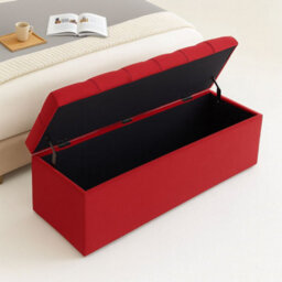 137Cm Chesterfield Ottoman Storage Box, Red Plush Velvet Upholstered Blanket Box, End Of Bed Bench, Deep Storage Chest - thumbnail 2