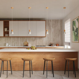 Luminosa Lighting Luminosa Qubic Dome Pendant Ceiling Light Concrete Grey, Natural Wood - thumbnail 7