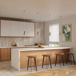 Luminosa Lighting Luminosa Qubic Dome Pendant Ceiling Light Concrete Grey, Natural Wood - thumbnail 6