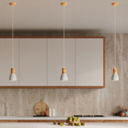 Luminosa Lighting Luminosa Qubic Dome Pendant Ceiling Light Concrete Grey, Natural Wood - thumbnail 8