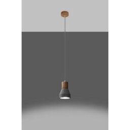 Luminosa Lighting Luminosa Qubic Dome Pendant Ceiling Light Concrete Grey, Natural Wood - thumbnail 3