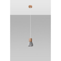 Luminosa Lighting Luminosa Qubic Dome Pendant Ceiling Light Concrete Grey, Natural Wood - thumbnail 2