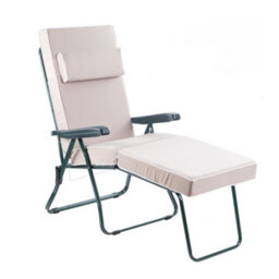 Alfresia Garden Sun Lounger - Green Frame With Taupe Luxury Cushion - thumbnail 1