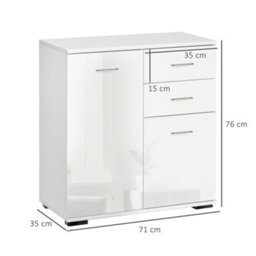 Wyld Haus Lodino High Gloss White Sideboard - 2 Drawers, 2 Doors, Adjustable Shelves, 71W X 35D X 76H Cm - thumbnail 3