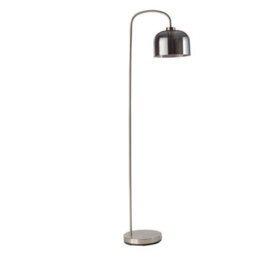 First Choice Lighting Francine Satin Nickel Arched Floor Lamp With Smoke Glass Shade - thumbnail 2