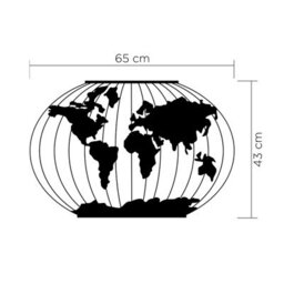 Decortie Modern Metal Wall Art Meridian Theme Home Ornament Decorative Minimalist Design Hanging Wall Sculpture, Black - thumbnail 4