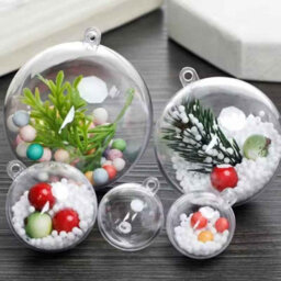 10Cm Diy Transparent Plastic Ball Ornaments   Xmas  Party Decor 10Pcs - thumbnail 4