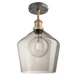 Industville Inudstville Brooklyn Glass Schoolhouse Flush Mount - 10 Inch, Mocha Glass, Brass Semi Flush Mount - thumbnail 1