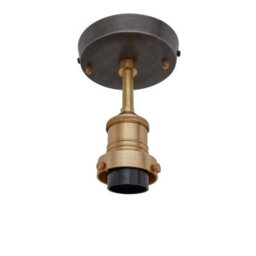 Industville Inudstville Brooklyn Glass Schoolhouse Flush Mount - 10 Inch, Mocha Glass, Brass Semi Flush Mount - thumbnail 3